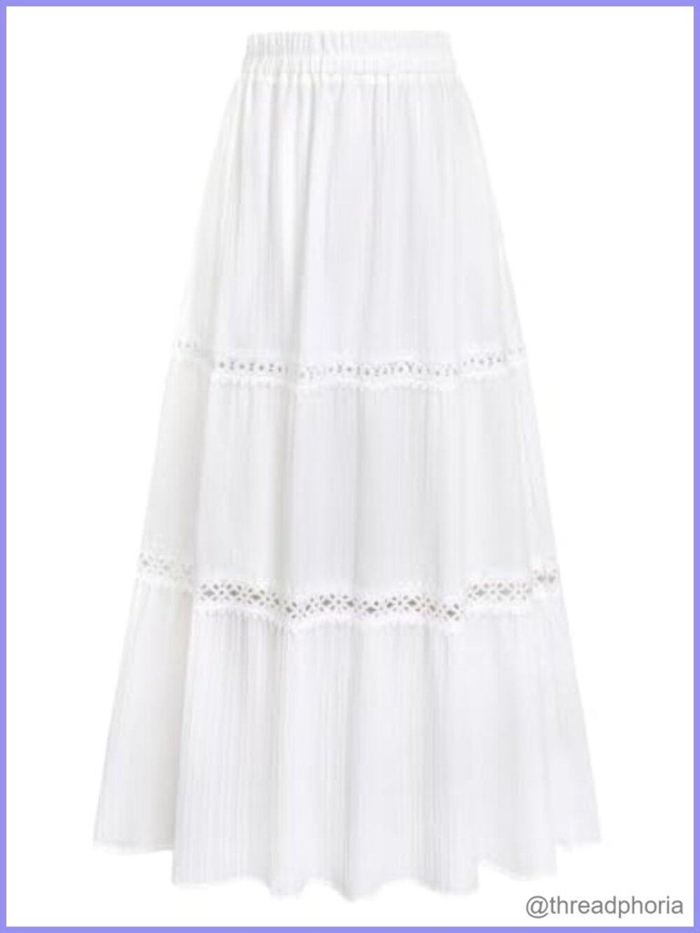 Women's High Waisted Boho Tiered Maxi Skirt Crochet Lace A-Line Flowy